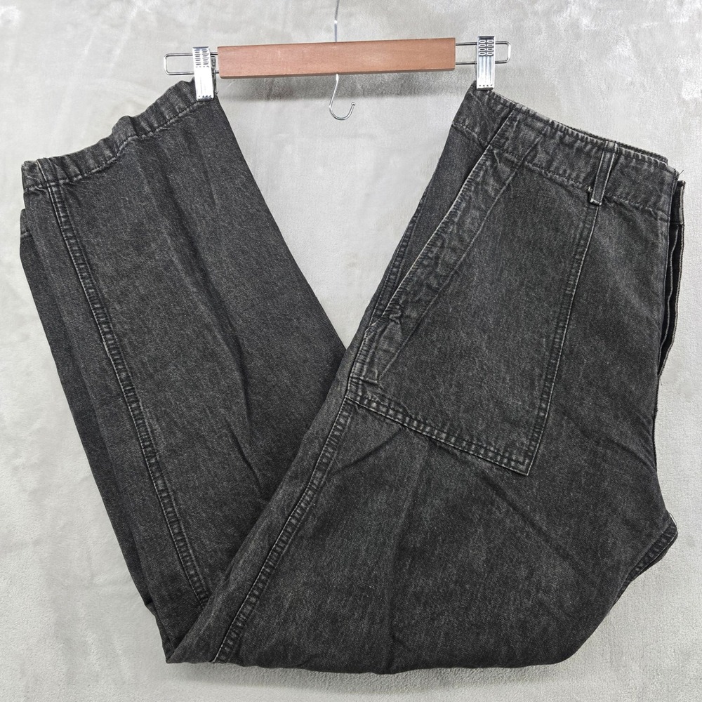 Imogene and Willie Military Trouser Pants Womens large 34 Black Denim Button NEW